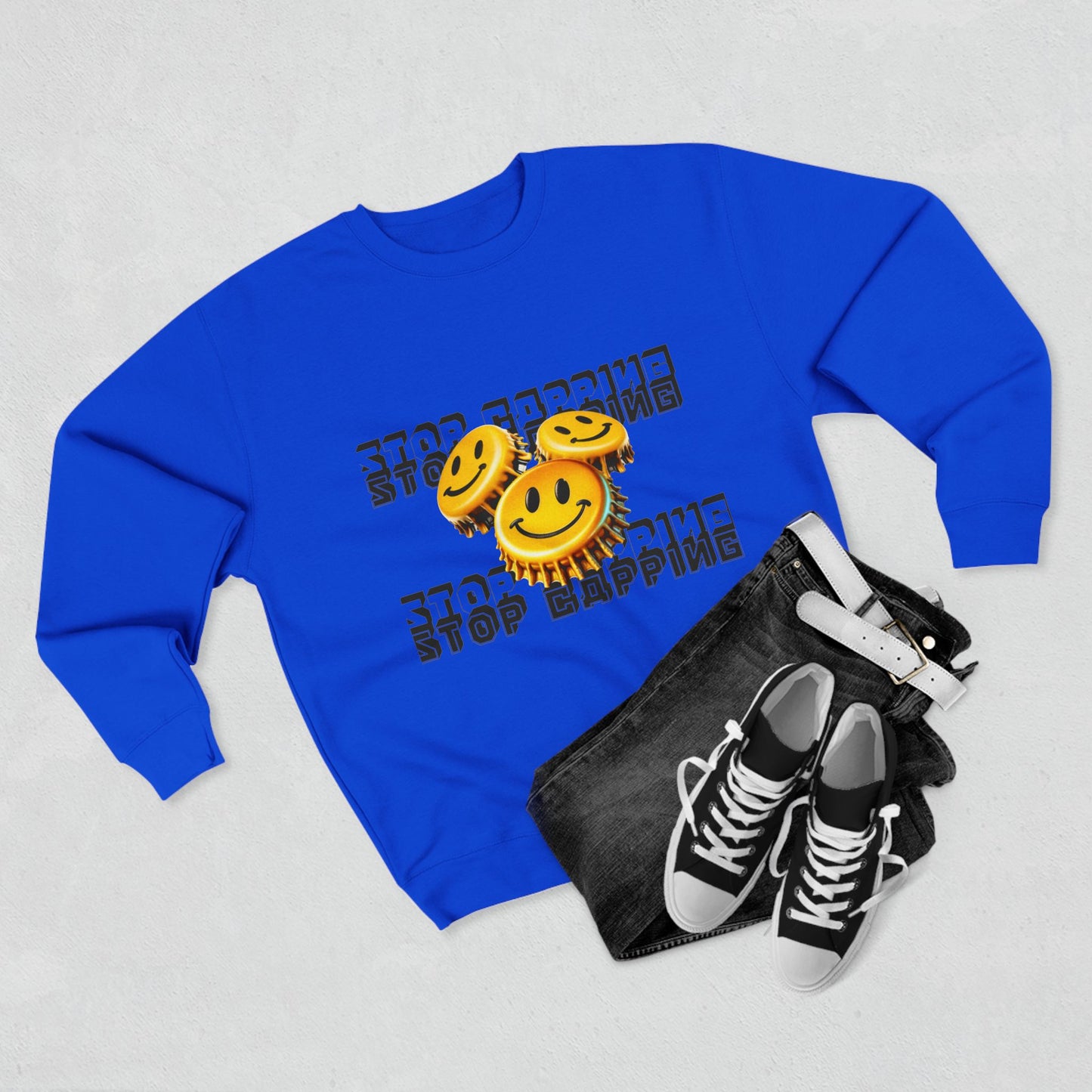 Stop Cappin Crewneck Sweatshirt Royal Blue