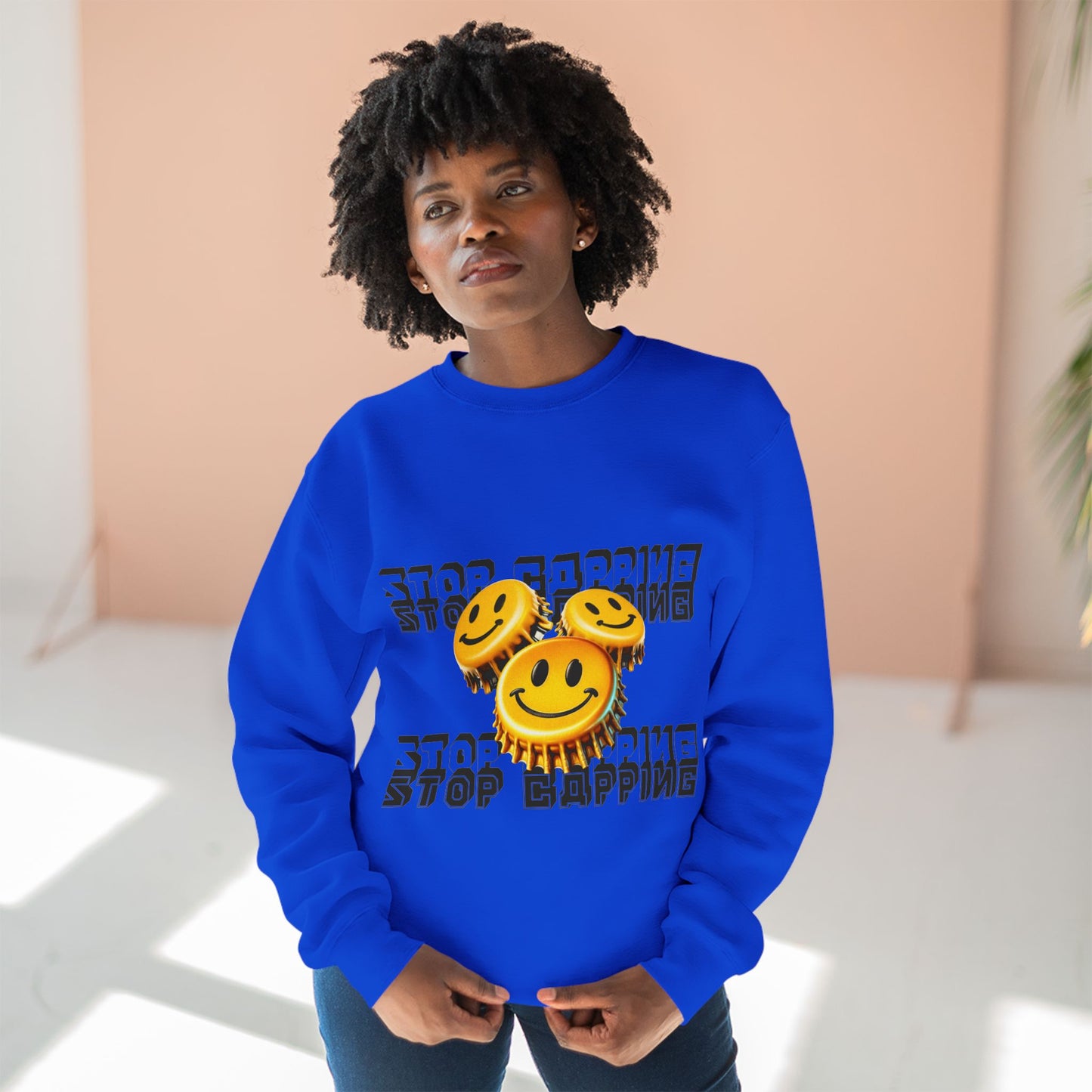 Stop Cappin Crewneck Sweatshirt Royal Blue