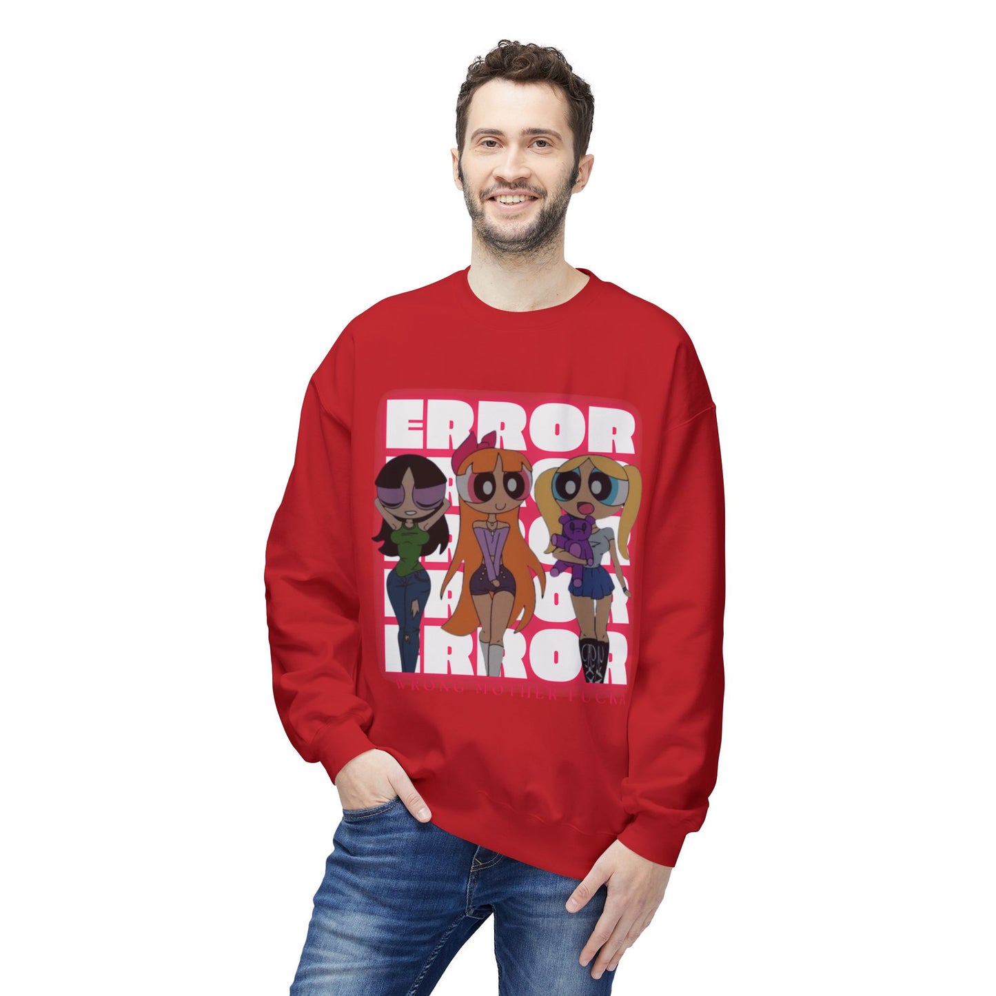 PPF Error Graphic Midweight  Fleece Crewneck Sweatshirt Red